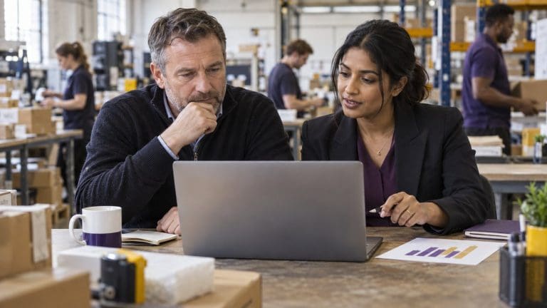 Finance adviser reviewing cash timing in a busy growing business